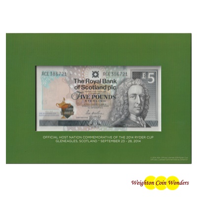2014 Royal Bank of Scotland £5 Note - RYDER CUP 2014 Royal Bank of Scotland £5 Note - RYDER CUP